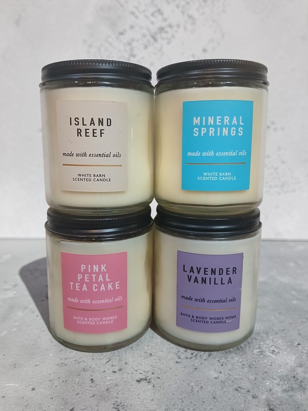Set Of Four White Barn Candles